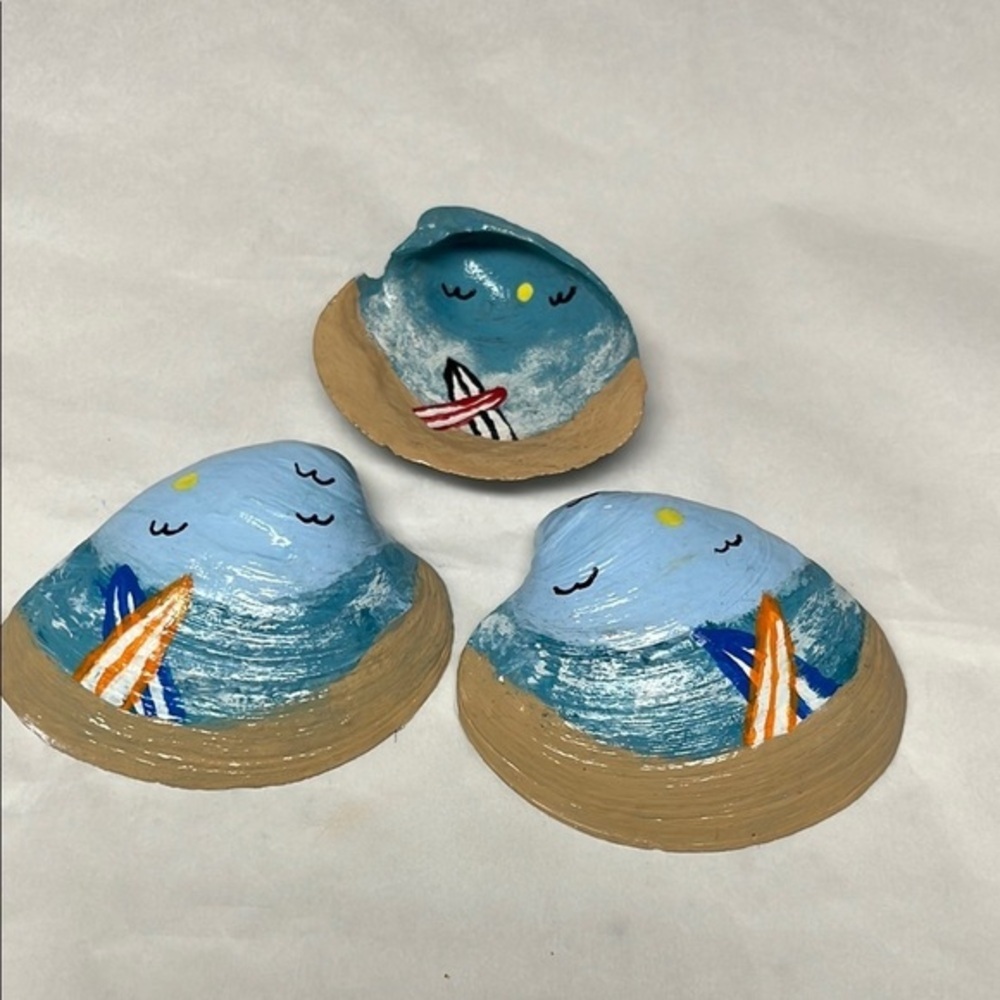 Hand Painted Surfboard Seashell Trinket Dish | Coastal Beach Decor | Choose 1